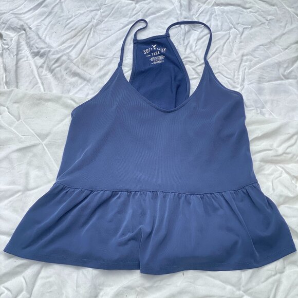 American Eagle Soft & Sexy Ruffle Racerback Tank Top (S) - Picture 2 of 6